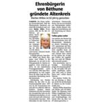 NACHRUF: Marlies Wilkes Ehrenbürgerin von Bethune